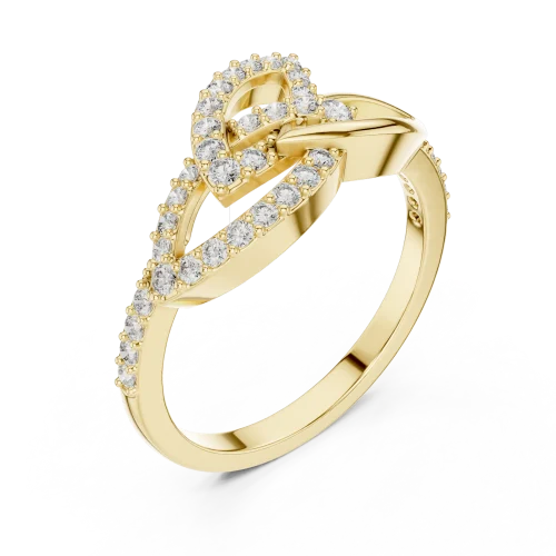Ethereal Round Brilliant Pavé-Set Interlaced Silhouette Ring
