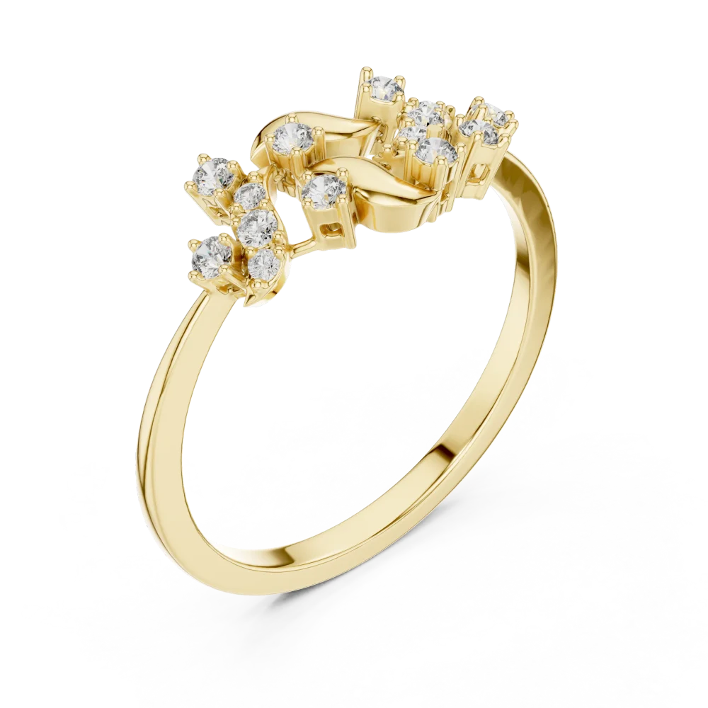 Experience architectural elegance with this fluid cluster ring, featuring brilliant-cut DIAMEUR diamonds. Discover your new modern classic today.