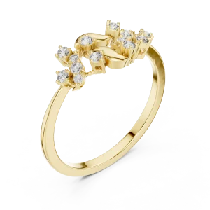 Fluid Silhouette Round Brilliant Cluster Cocktail Ring