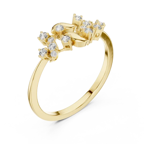 Fluid Silhouette Round Brilliant Cluster Cocktail Ring