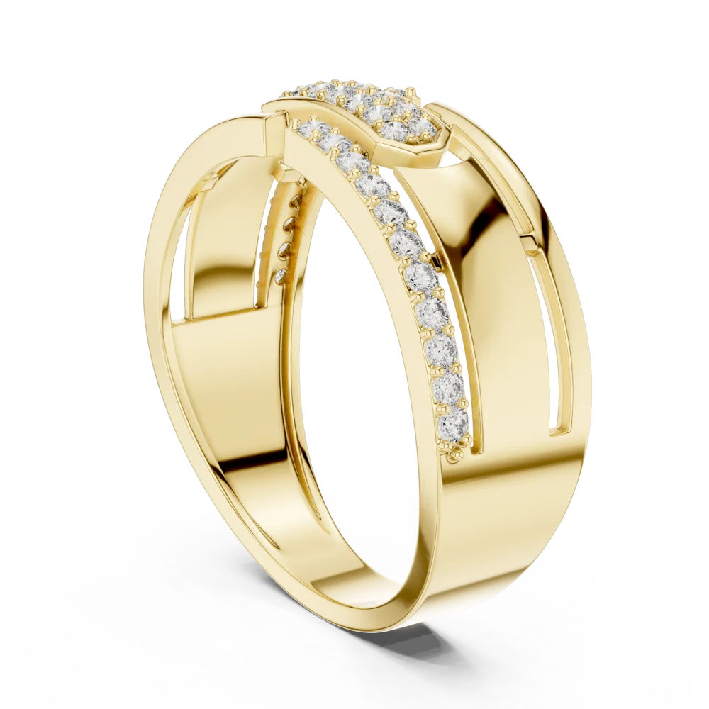 Symmetry Geometric Pavé-Set Round Cut Diamond Band - Image 3