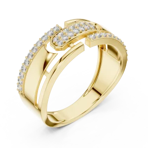 Symmetry Geometric Pavé-Set Round Cut Diamond Band