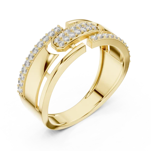 Symmetry Geometric Pavé-Set Round Cut Diamond Band