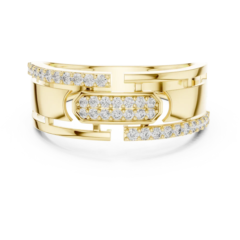 Symmetry Geometric Pavé-Set Round Cut Diamond Band - Image 2