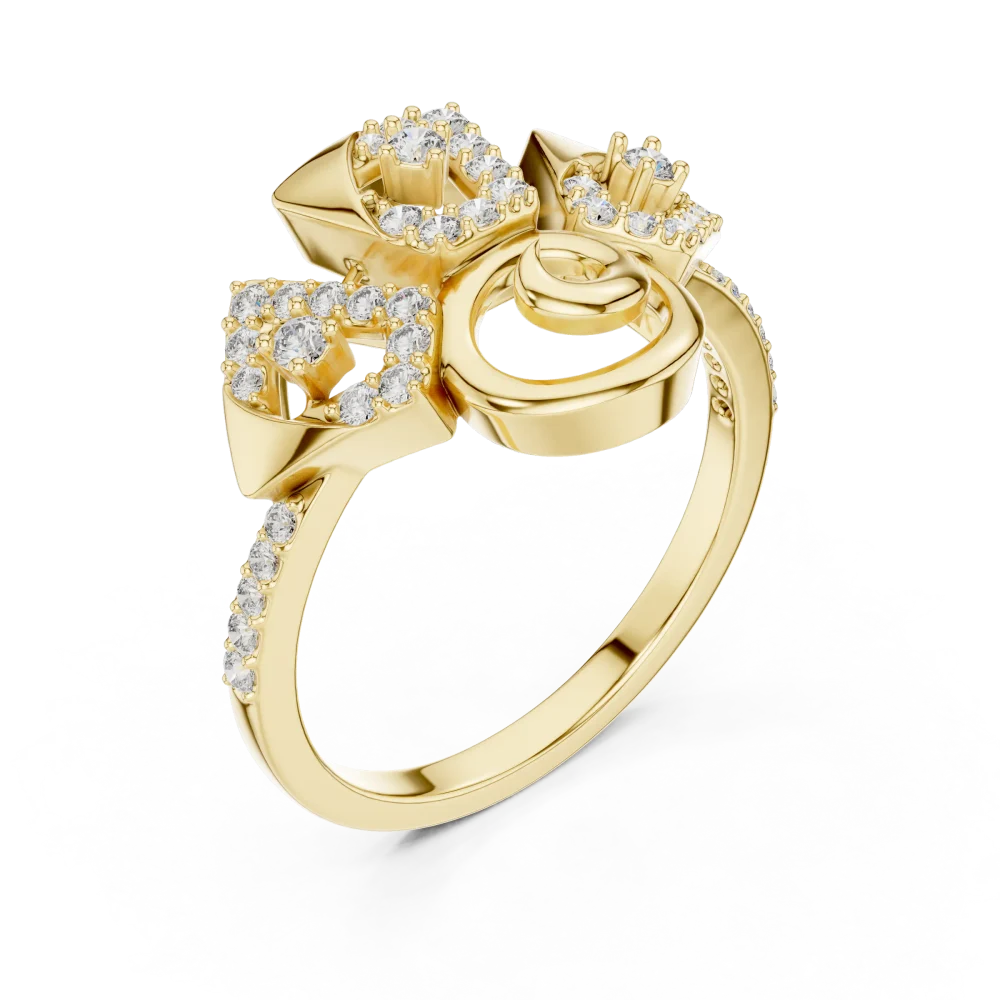 Embrace bold elegance with this architectural round diamond cocktail ring. Expertly crafted for maximum brilliance, it’s the perfect modern statement.
