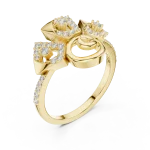 Architectural Round Brilliant Pavé-Set Cocktail Ring