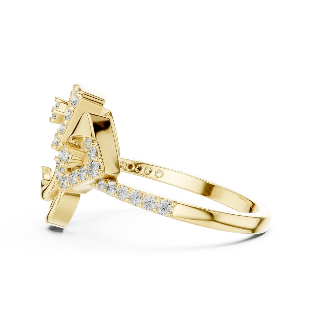 Architectural Round Brilliant Pavé-Set Cocktail Ring - Image 4