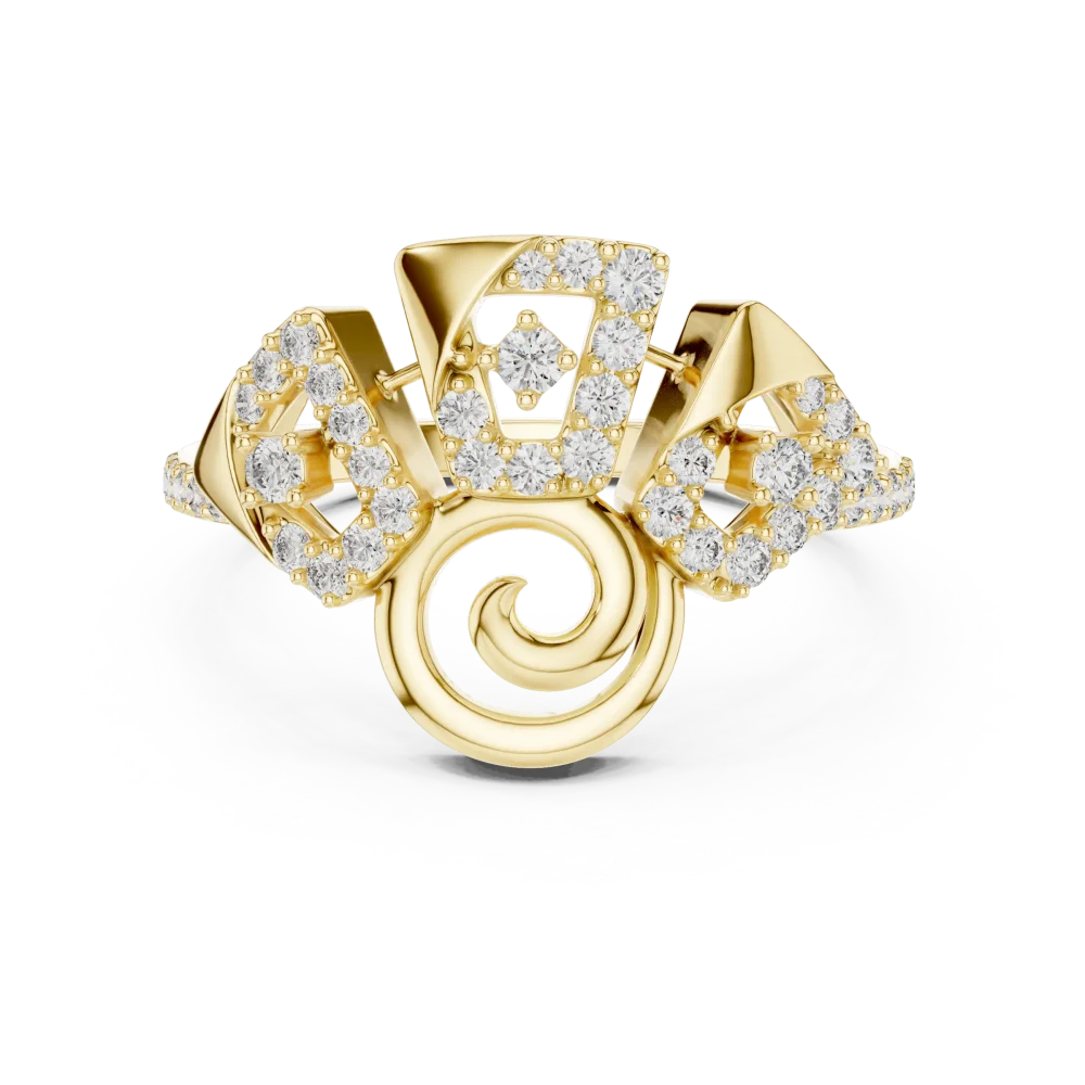 Architectural Round Brilliant Pavé-Set Cocktail Ring - Image 2