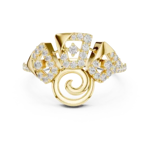 Architectural Round Brilliant Pavé-Set Cocktail Ring - Image 2