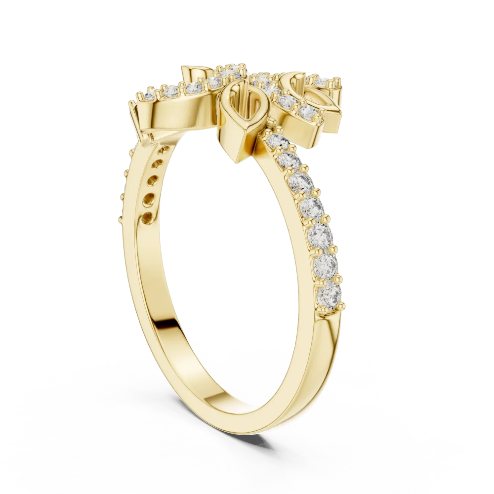Ethereal Foliage Pavé-Set Round Brilliant Cocktail Ring - Image 3