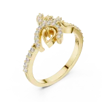 Ethereal Foliage Pavé-Set Round Brilliant Cocktail Ring