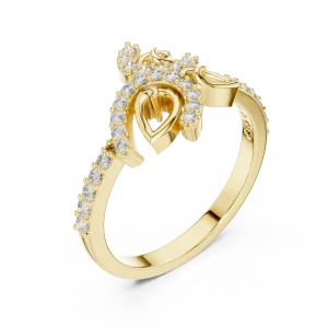 Ethereal Foliage Pavé-Set Round Brilliant Cocktail Ring