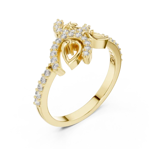 Ethereal Foliage Pavé-Set Round Brilliant Cocktail Ring