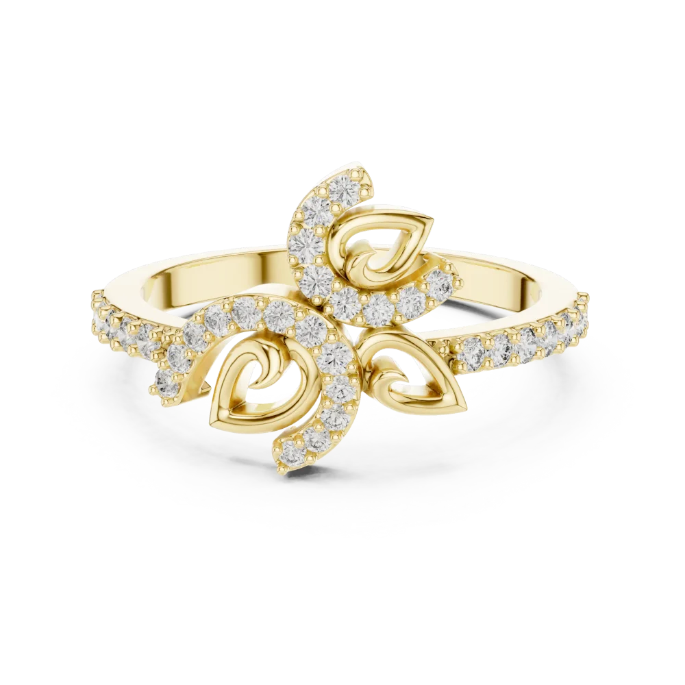 Ethereal Foliage Pavé-Set Round Brilliant Cocktail Ring - Image 2