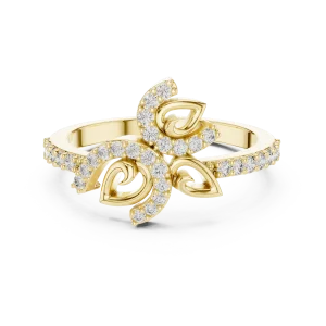 Ethereal Foliage Pavé-Set Round Brilliant Cocktail Ring - Image 2