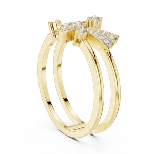 Geometric Symmetry Pavé-Set Round Brilliant Cluster Ring - Image 3