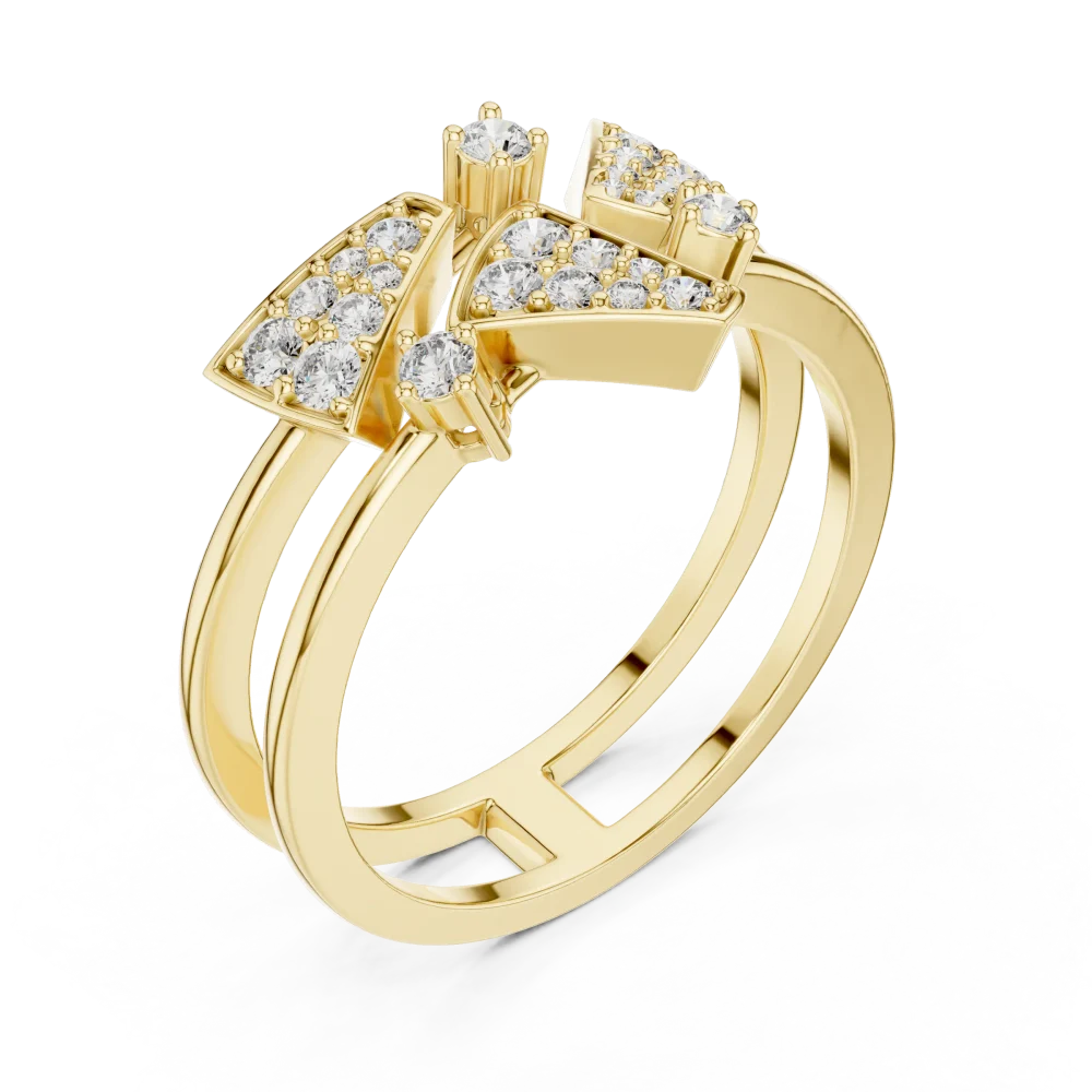 Experience radiant luxury with this geometric cluster ring. Featuring hand-set DIAMEUR diamonds, it is the perfect statement of modern elegance. Shop now.