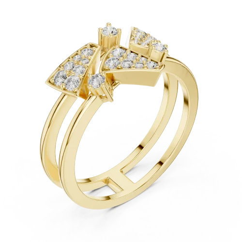 Geometric Symmetry Pavé-Set Round Brilliant Cluster Ring