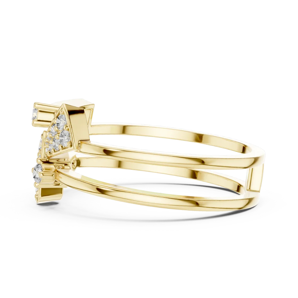 Geometric Symmetry Pavé-Set Round Brilliant Cluster Ring - Image 4