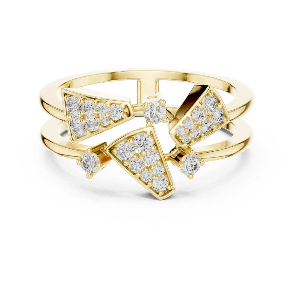 Geometric Symmetry Pavé-Set Round Brilliant Cluster Ring - Image 2