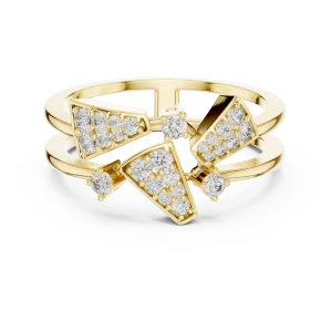Geometric Symmetry Pavé-Set Round Brilliant Cluster Ring - Image 2