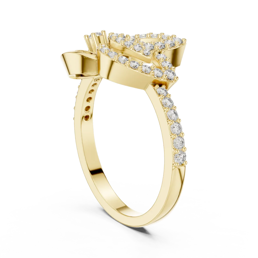 Symmetry Round Brilliant Pavé-Set Architectural Ring - Image 3