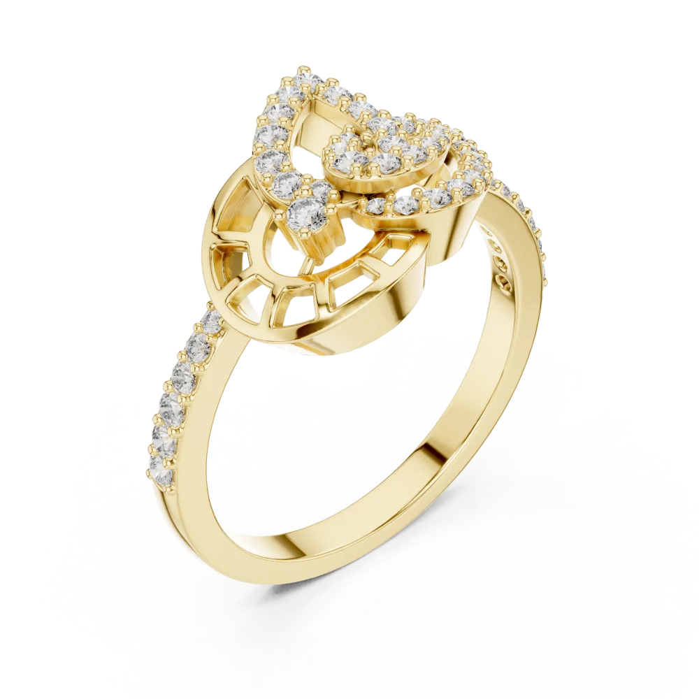 Discover the bold elegance of this architectural pavé-set ring. Featuring brilliant DIAMEUR diamonds, it is the perfect modern luxury piece.