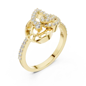 Symmetry Round Brilliant Pavé-Set Architectural Ring