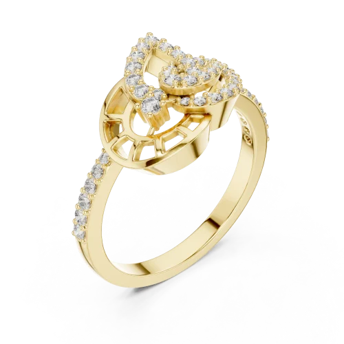 Symmetry Round Brilliant Pavé-Set Architectural Ring