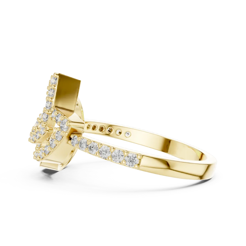Symmetry Round Brilliant Pavé-Set Architectural Ring - Image 4