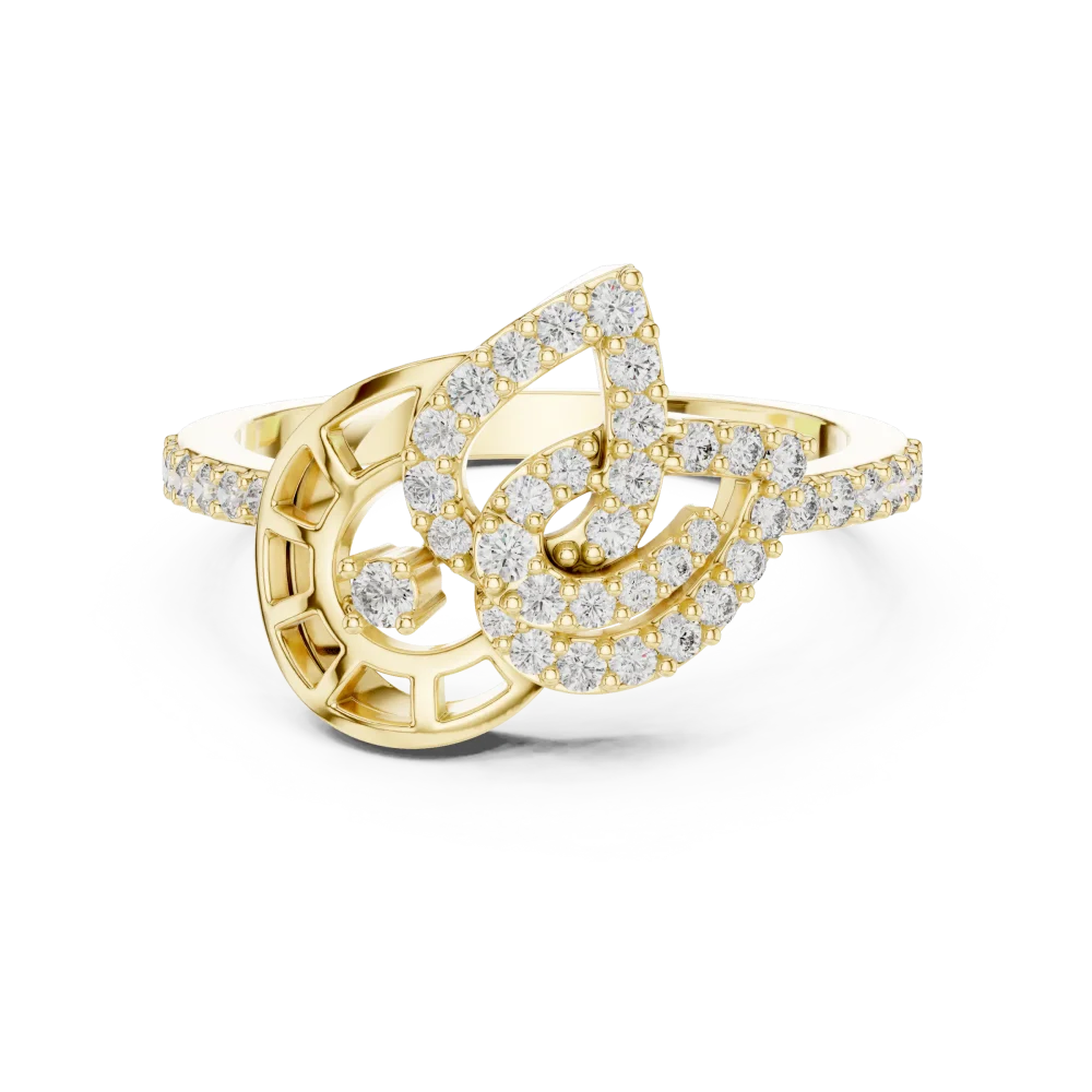 Symmetry Round Brilliant Pavé-Set Architectural Ring - Image 2