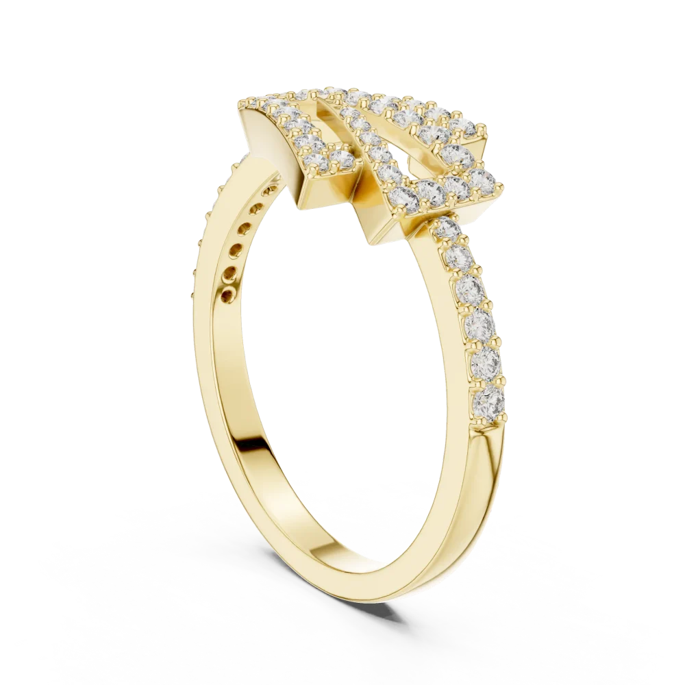 Geometric Silhouette Round Pavé-Set Contemporary Ring - Image 3