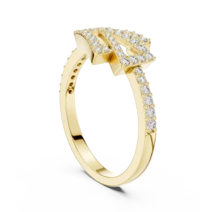 Geometric Silhouette Round Pavé-Set Contemporary Ring - Image 3