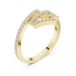 Geometric Silhouette Round Pavé-Set Contemporary Ring