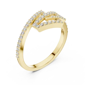 Geometric Silhouette Round Pavé-Set Contemporary Ring