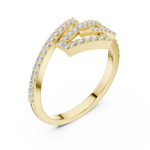 Geometric Silhouette Round Pavé-Set Contemporary Ring