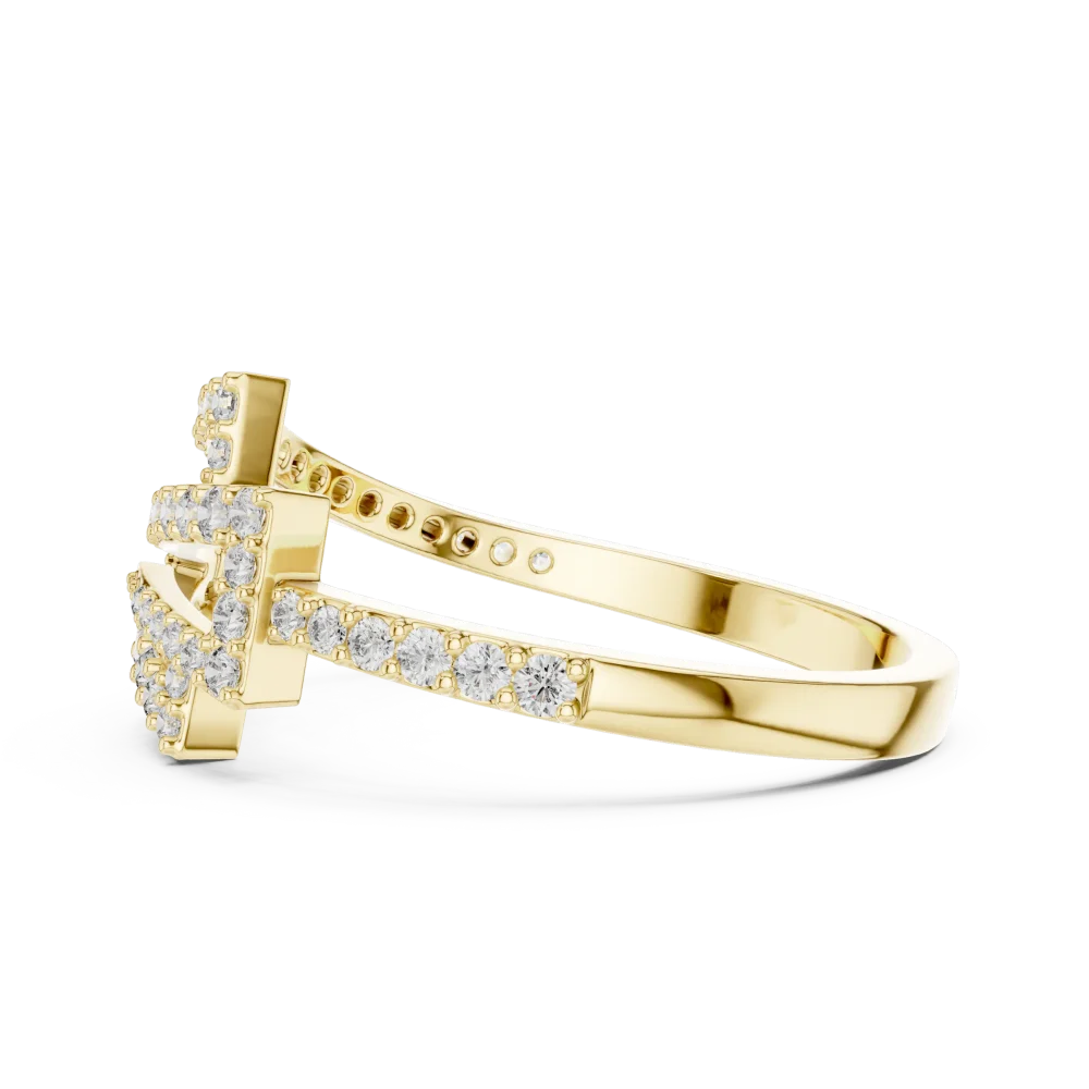Geometric Silhouette Round Pavé-Set Contemporary Ring - Image 4