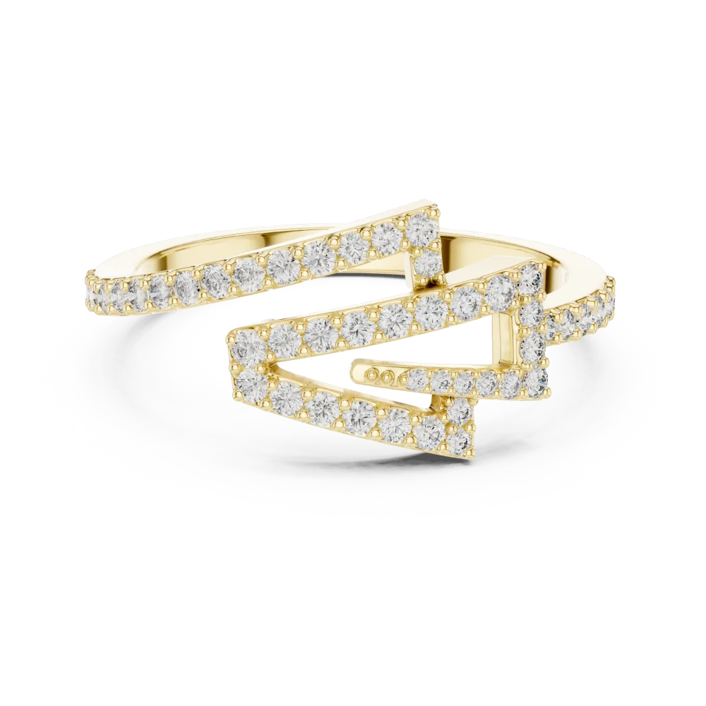 Geometric Silhouette Round Pavé-Set Contemporary Ring - Image 2