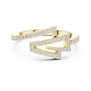 Geometric Silhouette Round Pavé-Set Contemporary Ring - Image 2