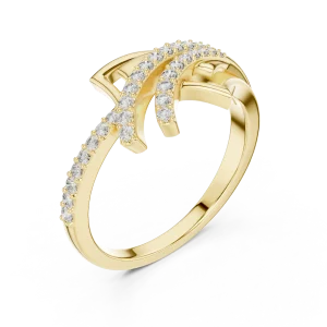 Architectural Round Pavé-Set Geometric Fashion Ring