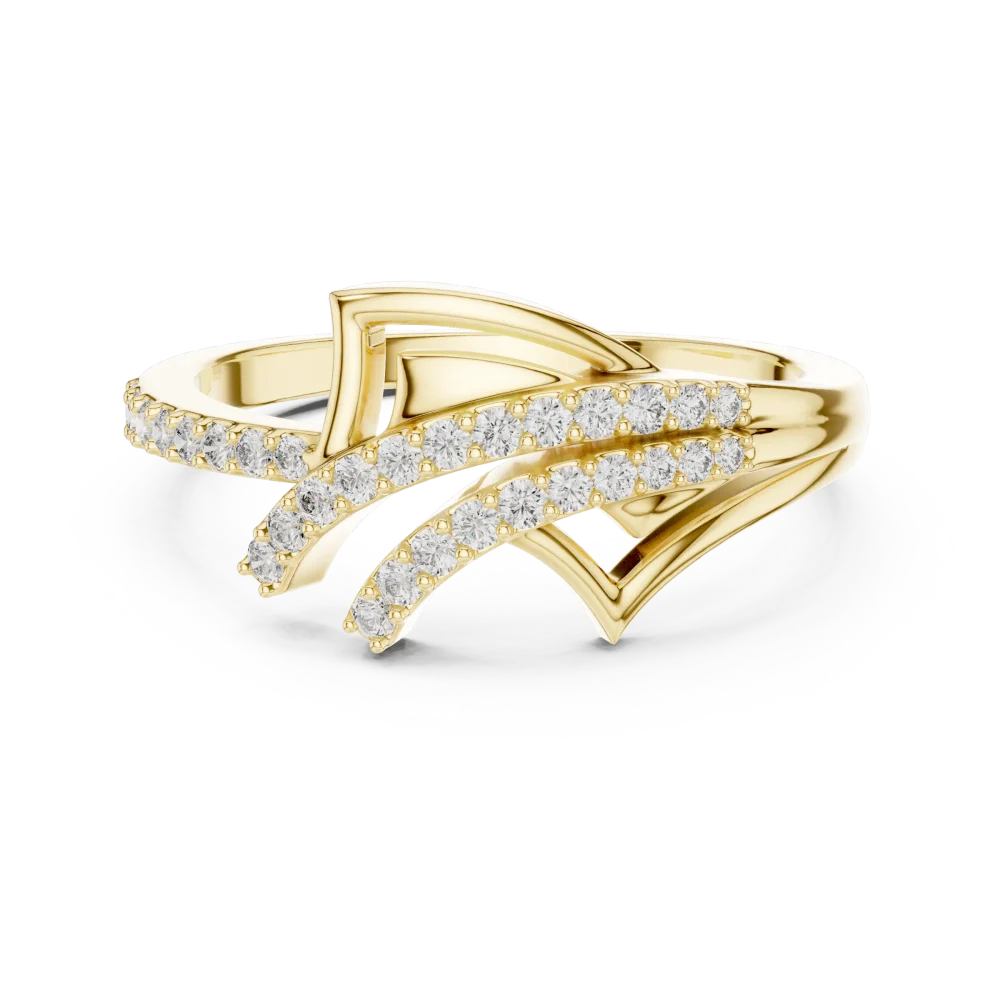 Architectural Round Pavé-Set Geometric Fashion Ring - Image 2