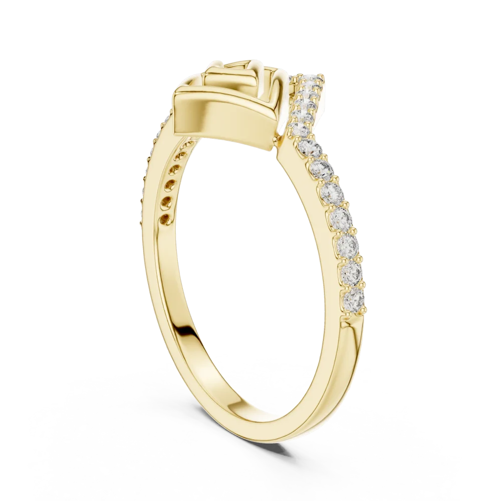 Geometric Chevron Pavé-Set Round Brilliant Diamond Band - Image 3