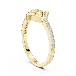 Geometric Chevron Pavé-Set Round Brilliant Diamond Band - Image 3