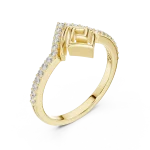 Geometric Chevron Pavé-Set Round Brilliant Diamond Band