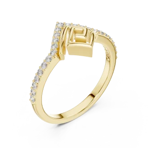 Geometric Chevron Pavé-Set Round Brilliant Diamond Band