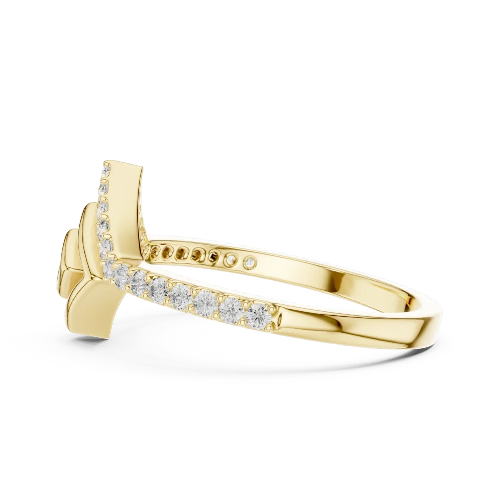 Geometric Chevron Pavé-Set Round Brilliant Diamond Band - Image 4