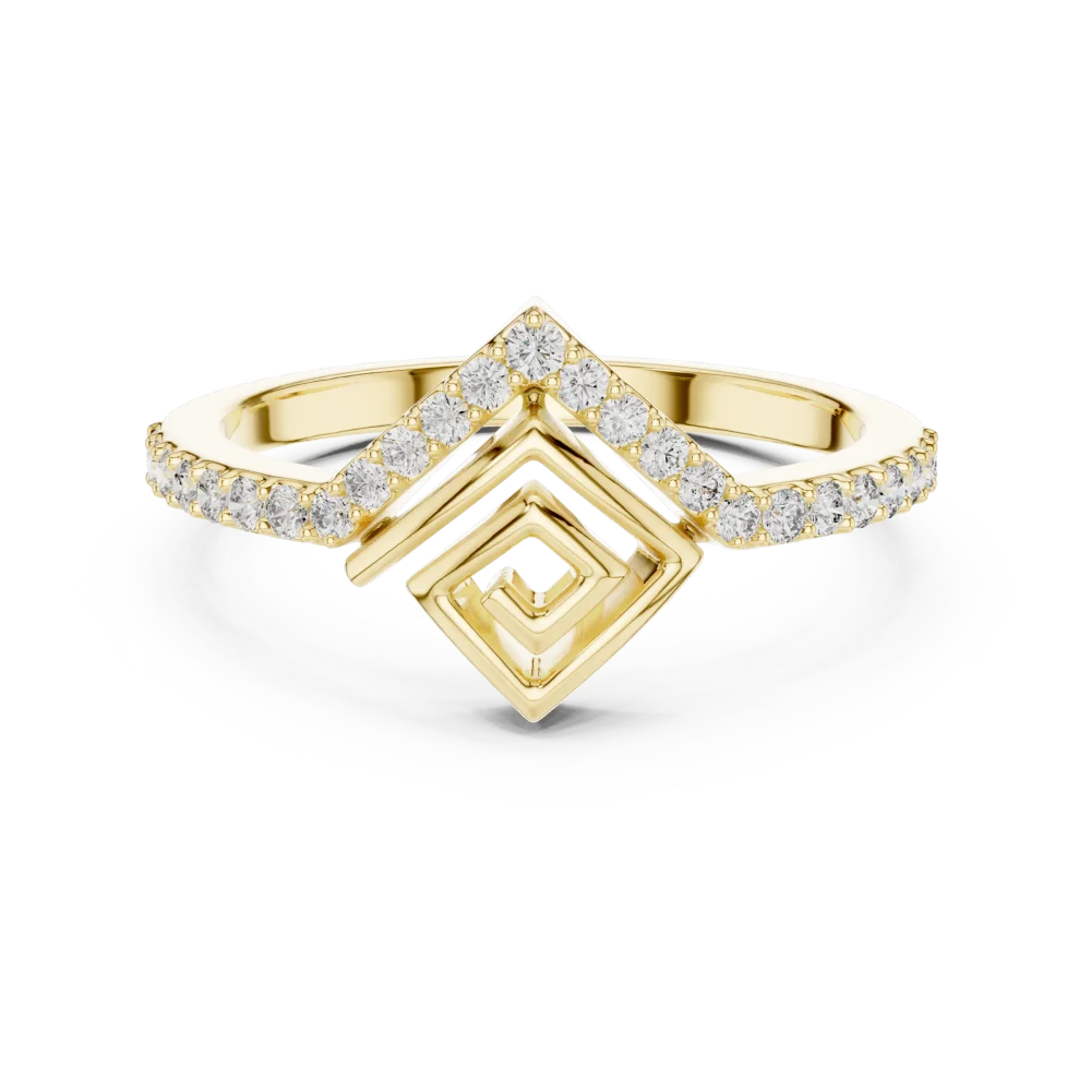Geometric Chevron Pavé-Set Round Brilliant Diamond Band - Image 2