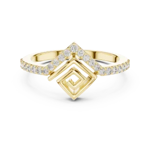 Geometric Chevron Pavé-Set Round Brilliant Diamond Band - Image 2