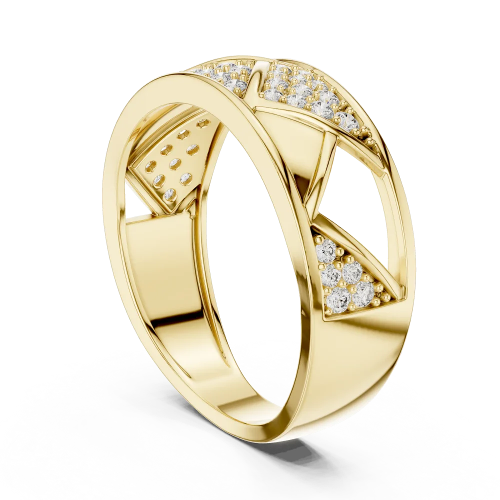 Geometric Symmetry Round Pavé-Set Architectural Band - Image 3