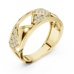 Geometric Symmetry Round Pavé-Set Architectural Band